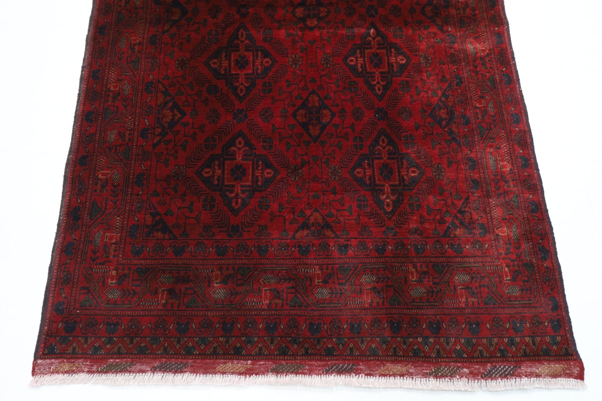 128 x 206 cm | Bokhara Red Oriental Area Rug Afghan Hand Knotted Wool carpet - ART WOOL CARPET