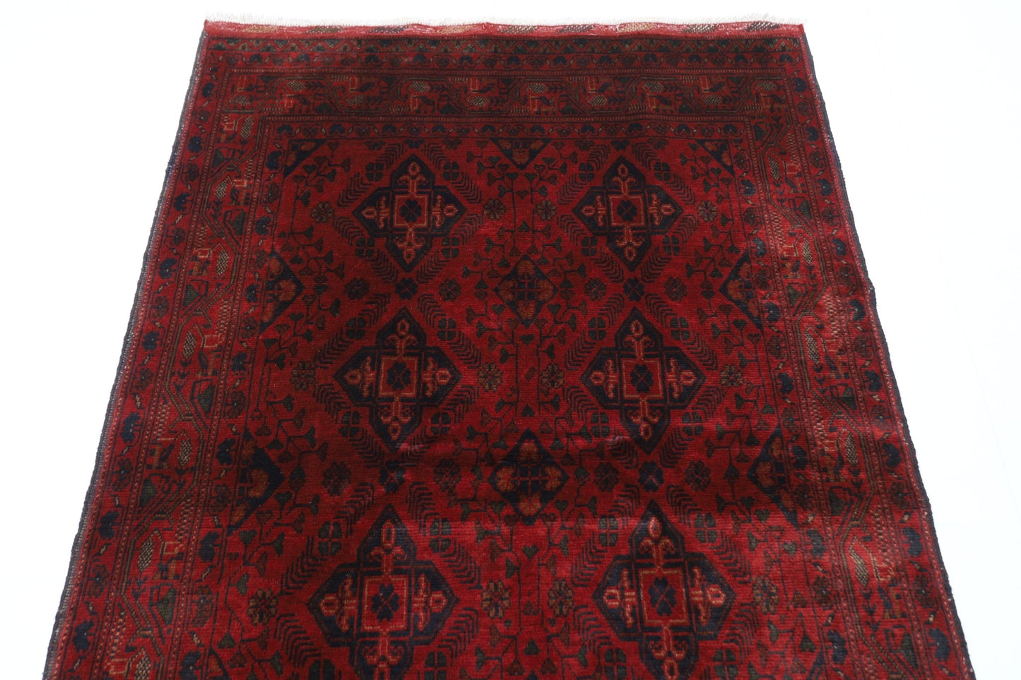 128 x 206 cm | Bokhara Red Oriental Area Rug Afghan Hand Knotted Wool carpet - ART WOOL CARPET