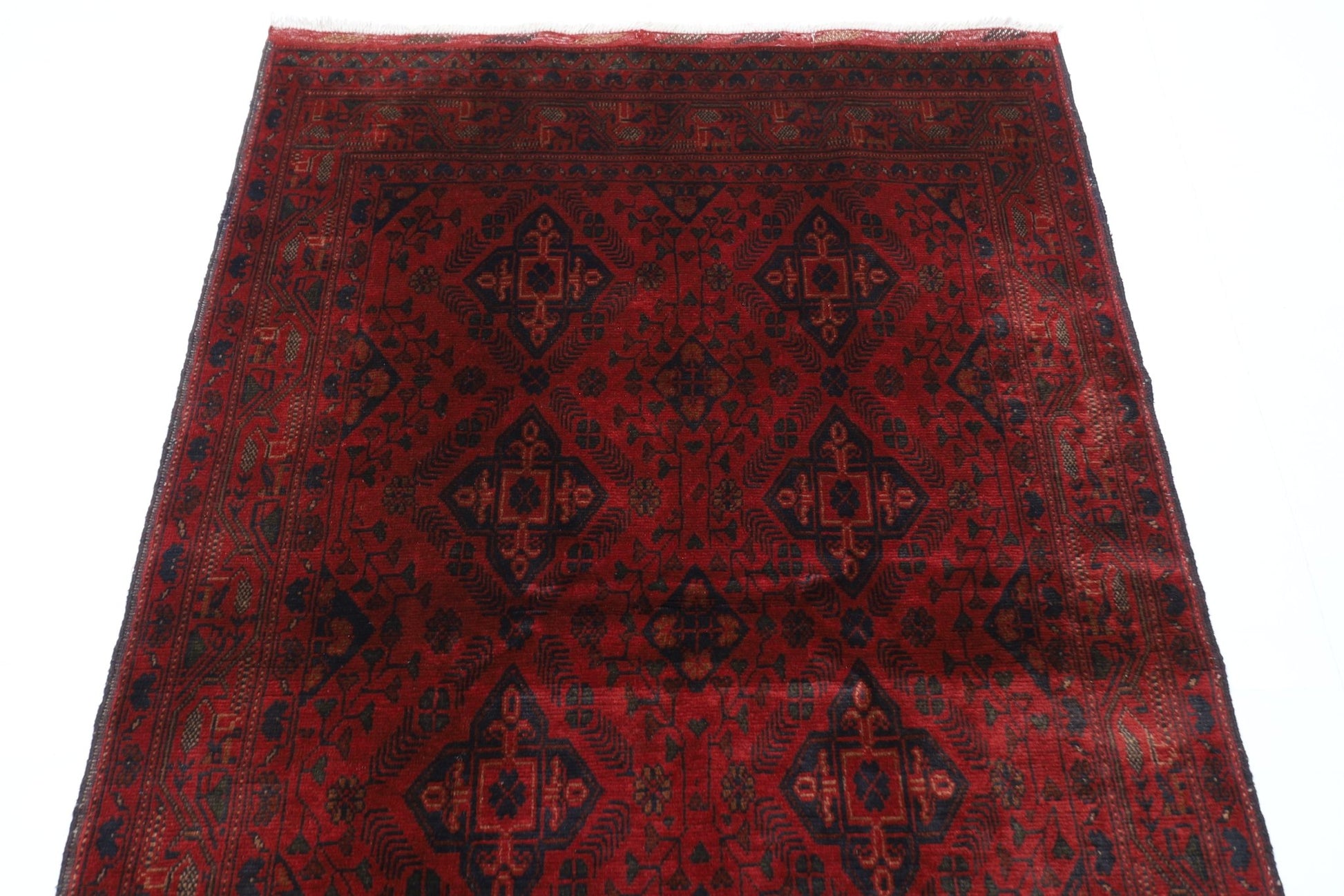 128 x 206 cm | Bokhara Red Oriental Area Rug Afghan Hand Knotted Wool carpet - ART WOOL CARPET