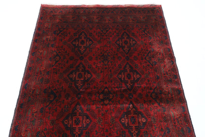 128 x 206 cm | Bokhara Red Oriental Area Rug Afghan Hand Knotted Wool carpet - ART WOOL CARPET