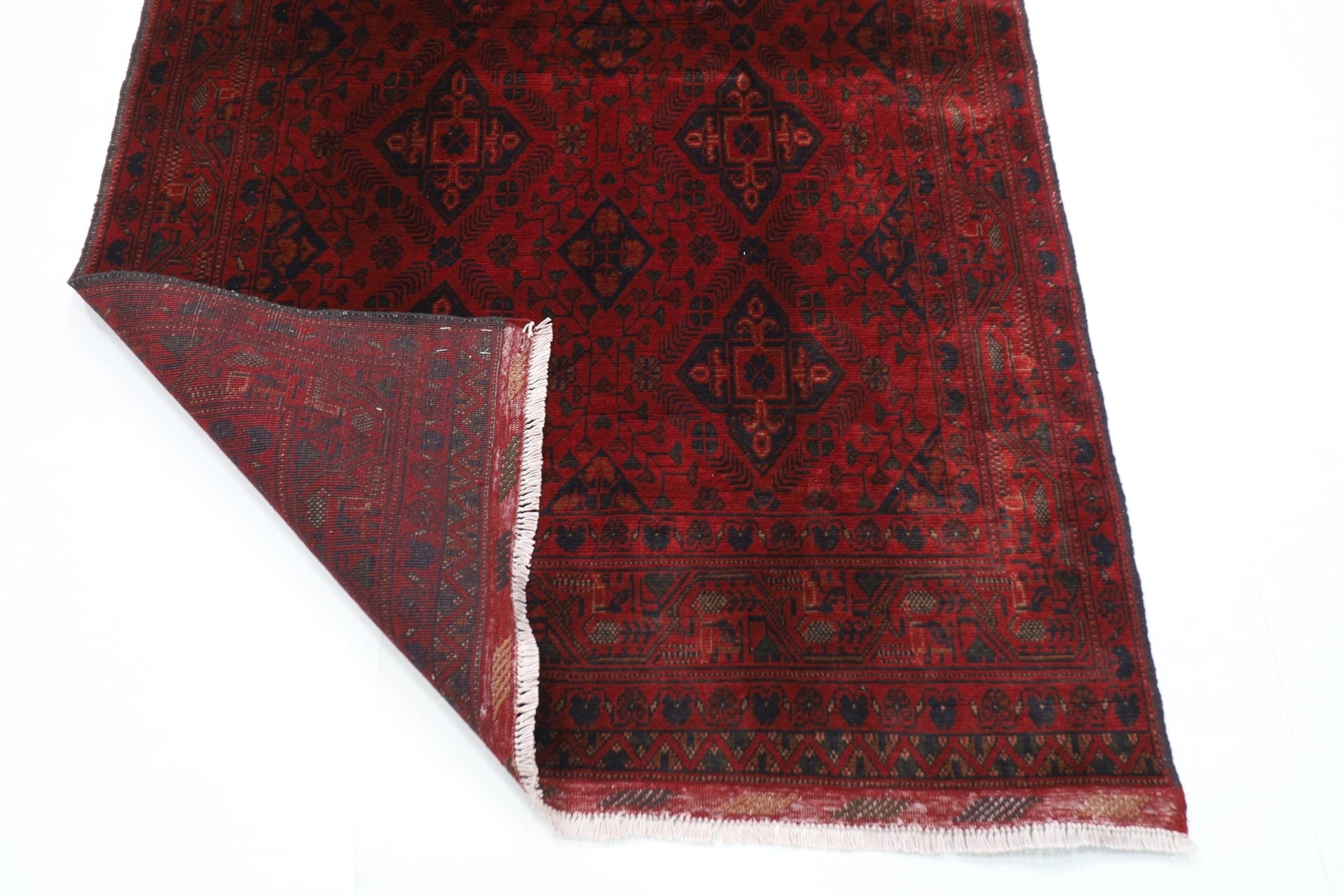 128 x 206 cm | Bokhara Red Oriental Area Rug Afghan Hand Knotted Wool carpet - ART WOOL CARPET