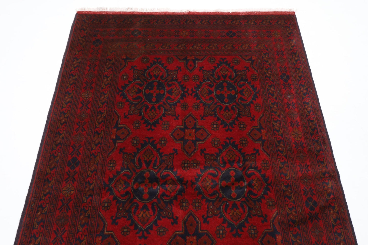 129 x 202 cm | Bokhara Red Oriental Area Rug Afghan Hand Knotted Wool carpet - ART WOOL CARPET
