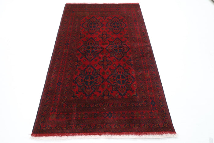 129 x 202 cm | Bokhara Red Oriental Area Rug Afghan Hand Knotted Wool carpet