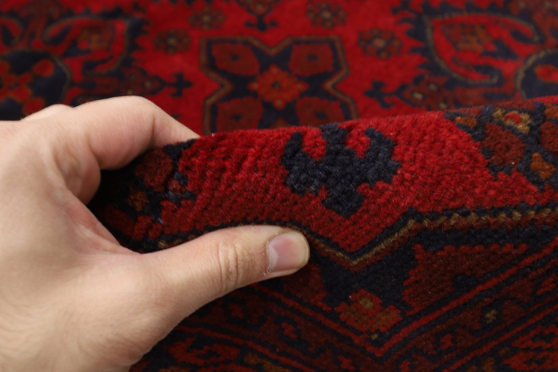 129 x 202 cm | Bokhara Red Oriental Area Rug Afghan Hand Knotted Wool carpet - ART WOOL CARPET