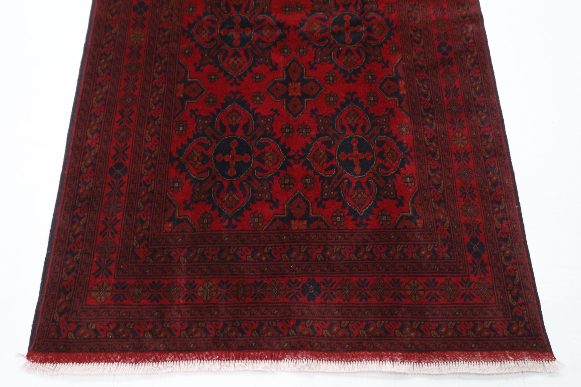 129 x 202 cm | Bokhara Red Oriental Area Rug Afghan Hand Knotted Wool carpet - ART WOOL CARPET