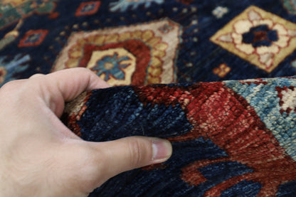 130 x 188 cm | Oriental Blue Area Rug Afghan Hand Knotted Veg Dye Wool carpet - ART WOOL CARPET