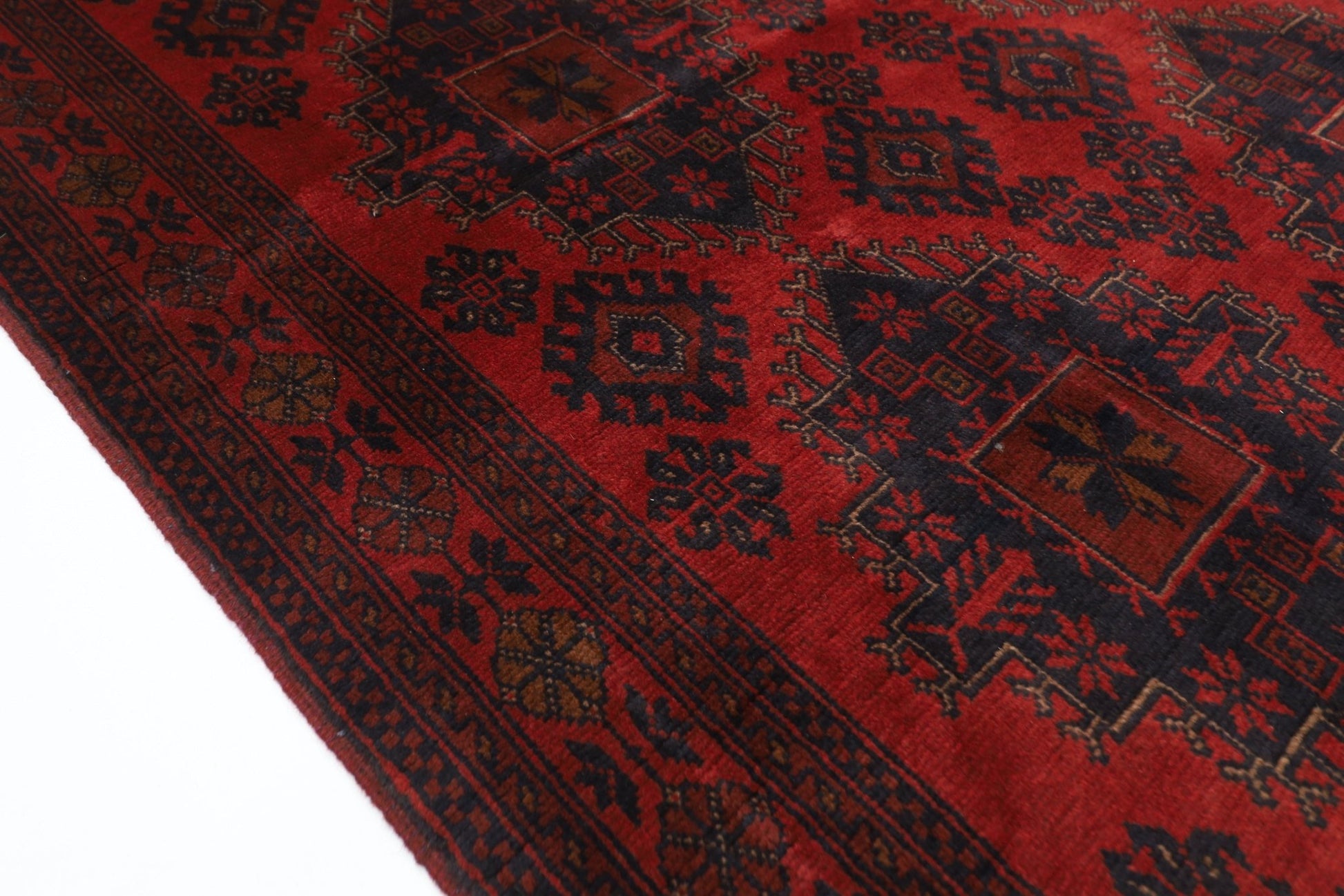 130 x 201 cm | Bokhara Red Oriental Area Rug Afghan Hand Knotted Wool carpet - ART WOOL CARPET