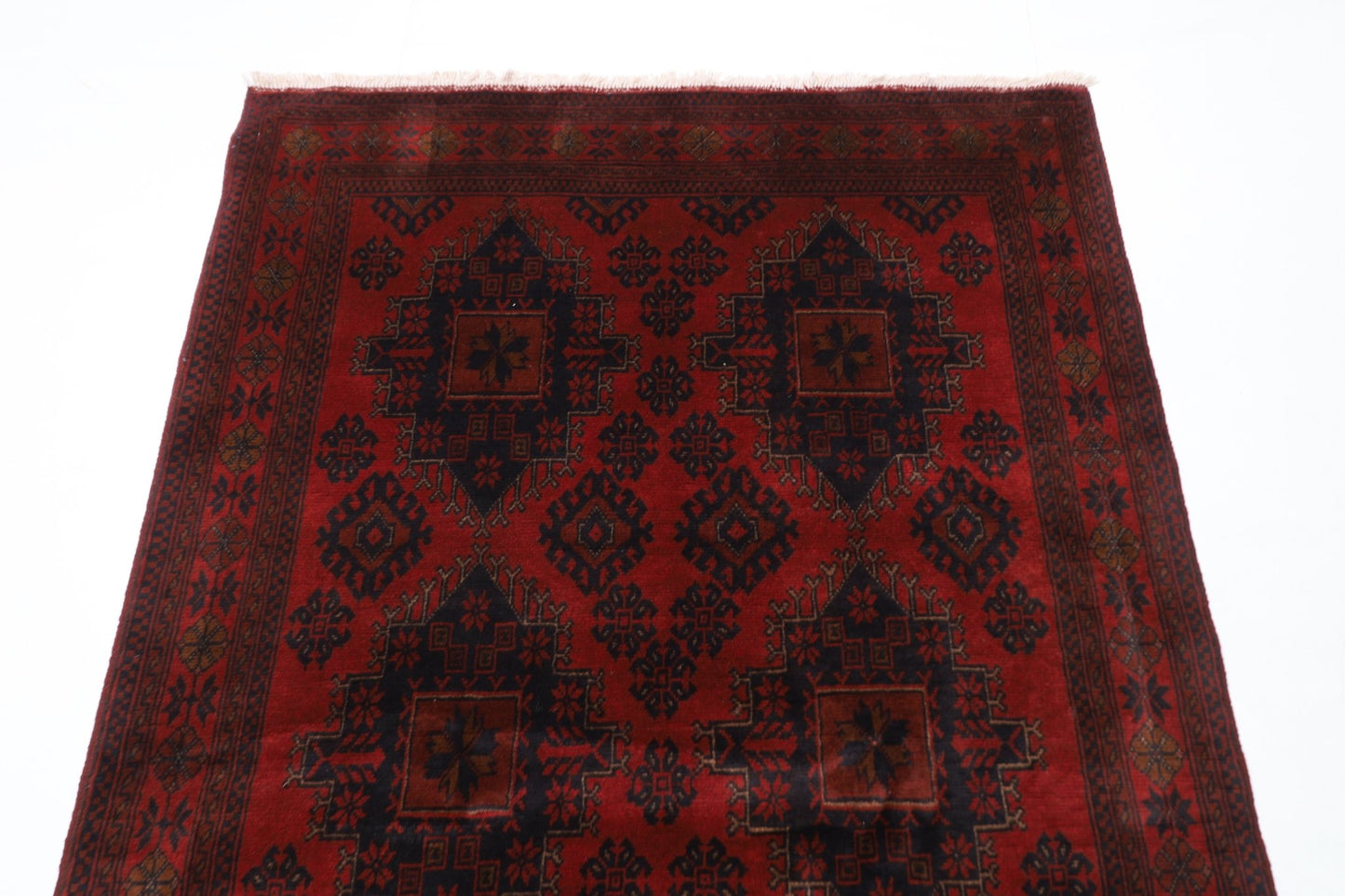 130 x 201 cm | Bokhara Red Oriental Area Rug Afghan Hand Knotted Wool carpet - ART WOOL CARPET