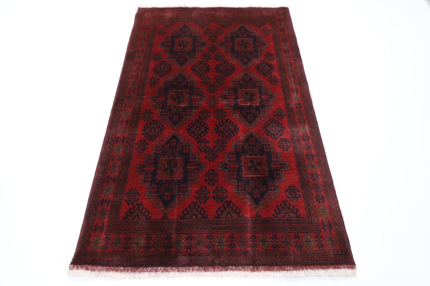 130 x 201 cm | Bokhara Red Oriental Area Rug Afghan Hand Knotted Wool carpet - ART WOOL CARPET