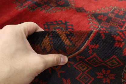 130 x 202 cm | Bokhara Red Oriental Area Rug Afghan Hand Knotted Wool carpet - ART WOOL CARPET