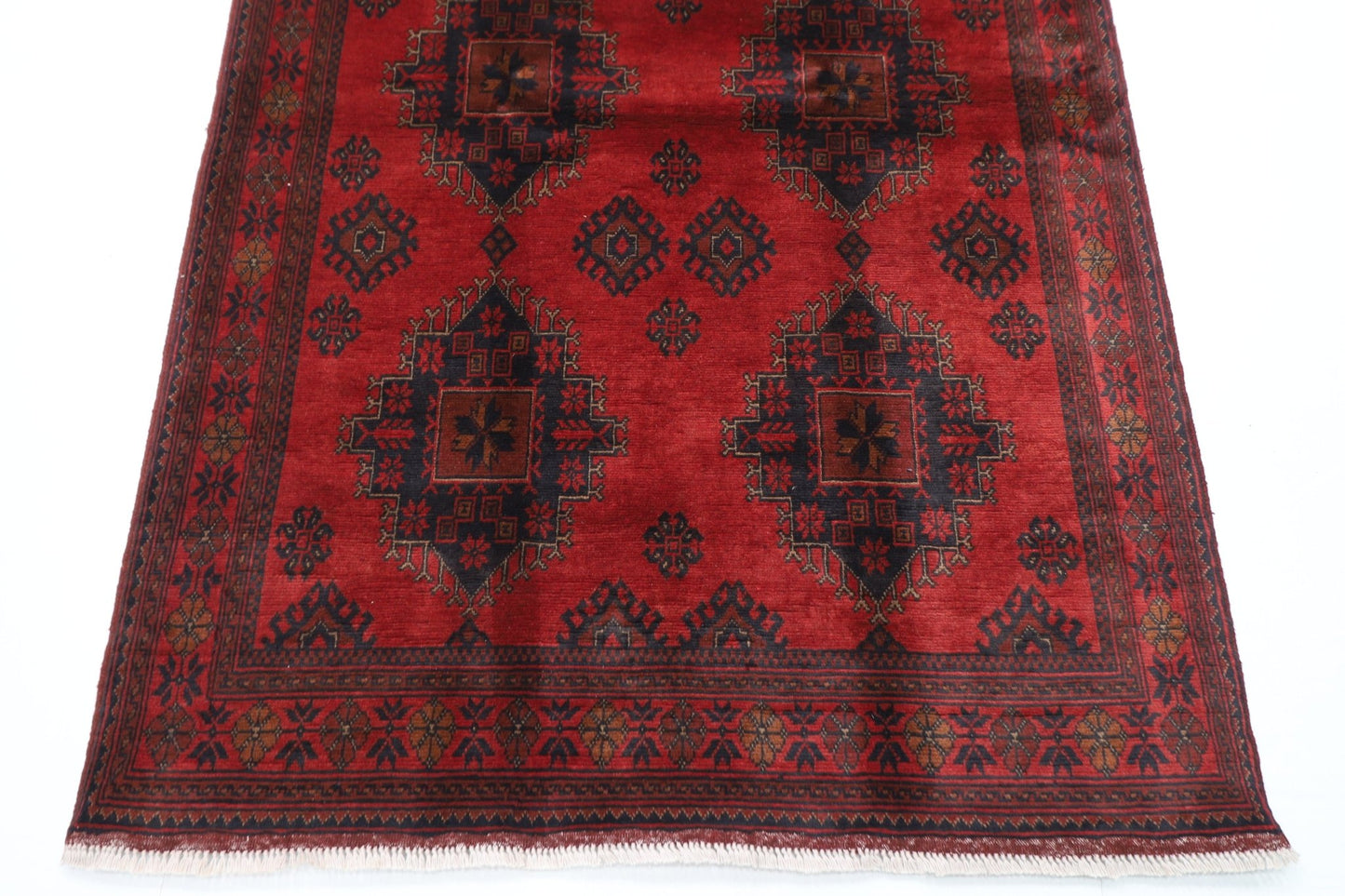 130 x 202 cm | Bokhara Red Oriental Area Rug Afghan Hand Knotted Wool carpet - ART WOOL CARPET
