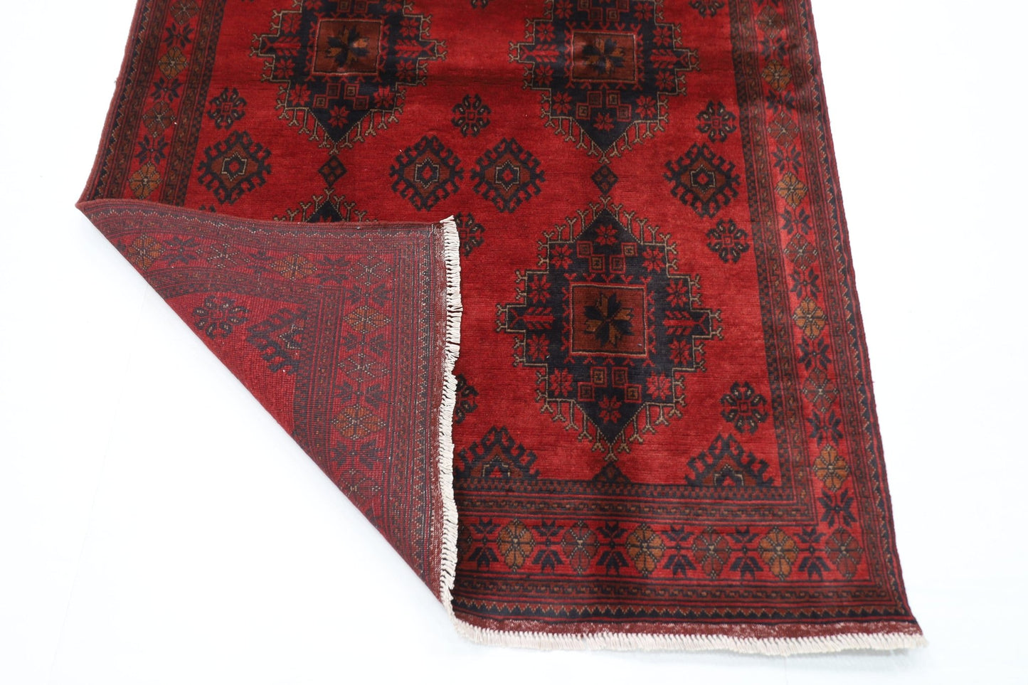 130 x 202 cm | Bokhara Red Oriental Area Rug Afghan Hand Knotted Wool carpet - ART WOOL CARPET