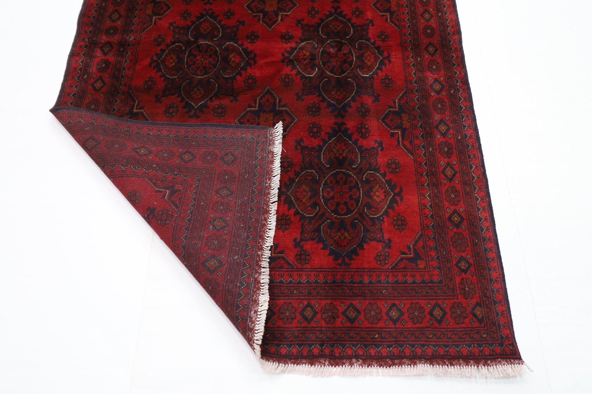 131 x 194 cm | Bokhara Red Oriental Area Rug Afghan Hand Knotted Wool carpet - ART WOOL CARPET