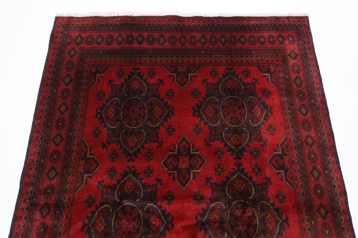 131 x 194 cm | Bokhara Red Oriental Area Rug Afghan Hand Knotted Wool carpet - ART WOOL CARPET