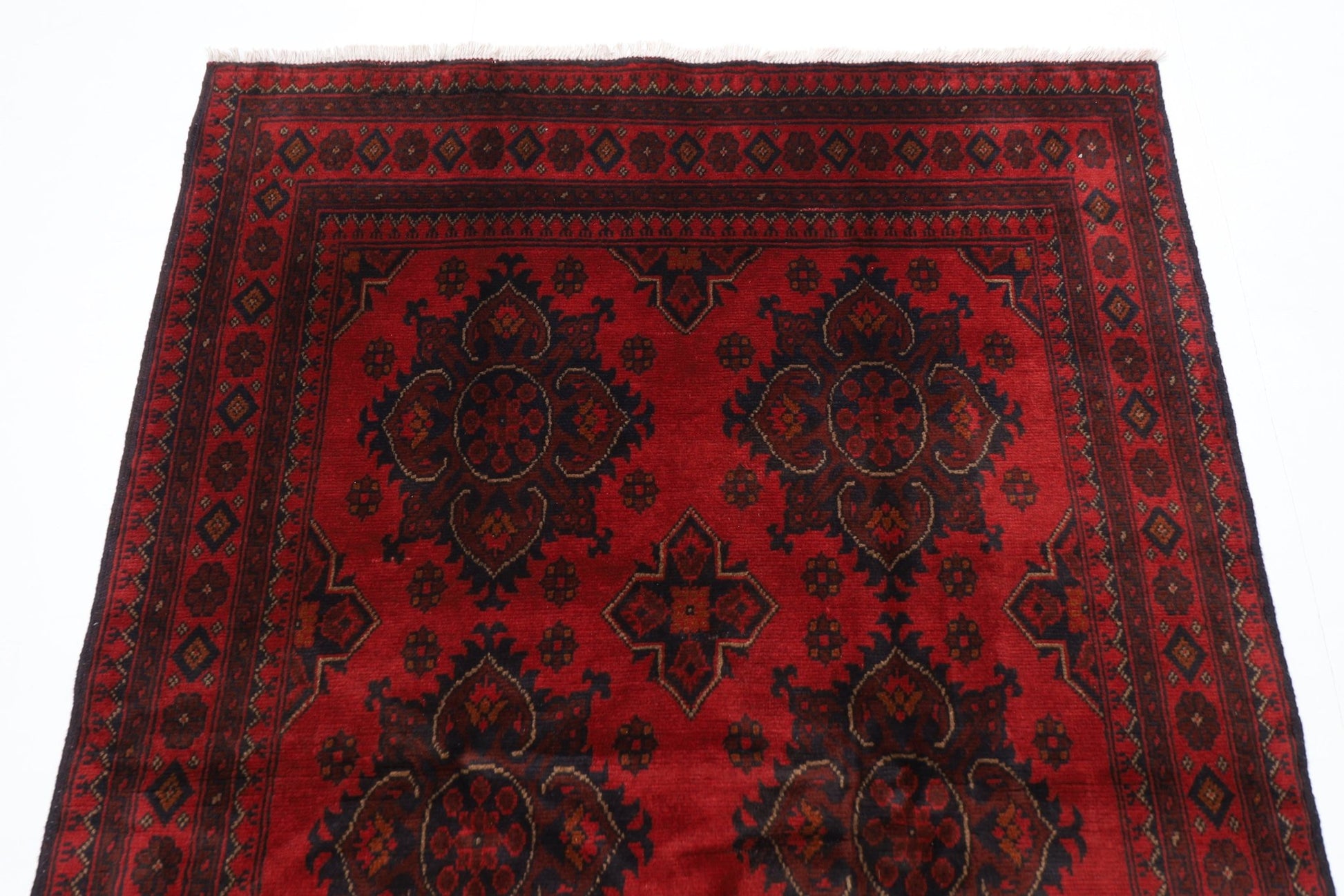 131 x 194 cm | Bokhara Red Oriental Area Rug Afghan Hand Knotted Wool carpet - ART WOOL CARPET