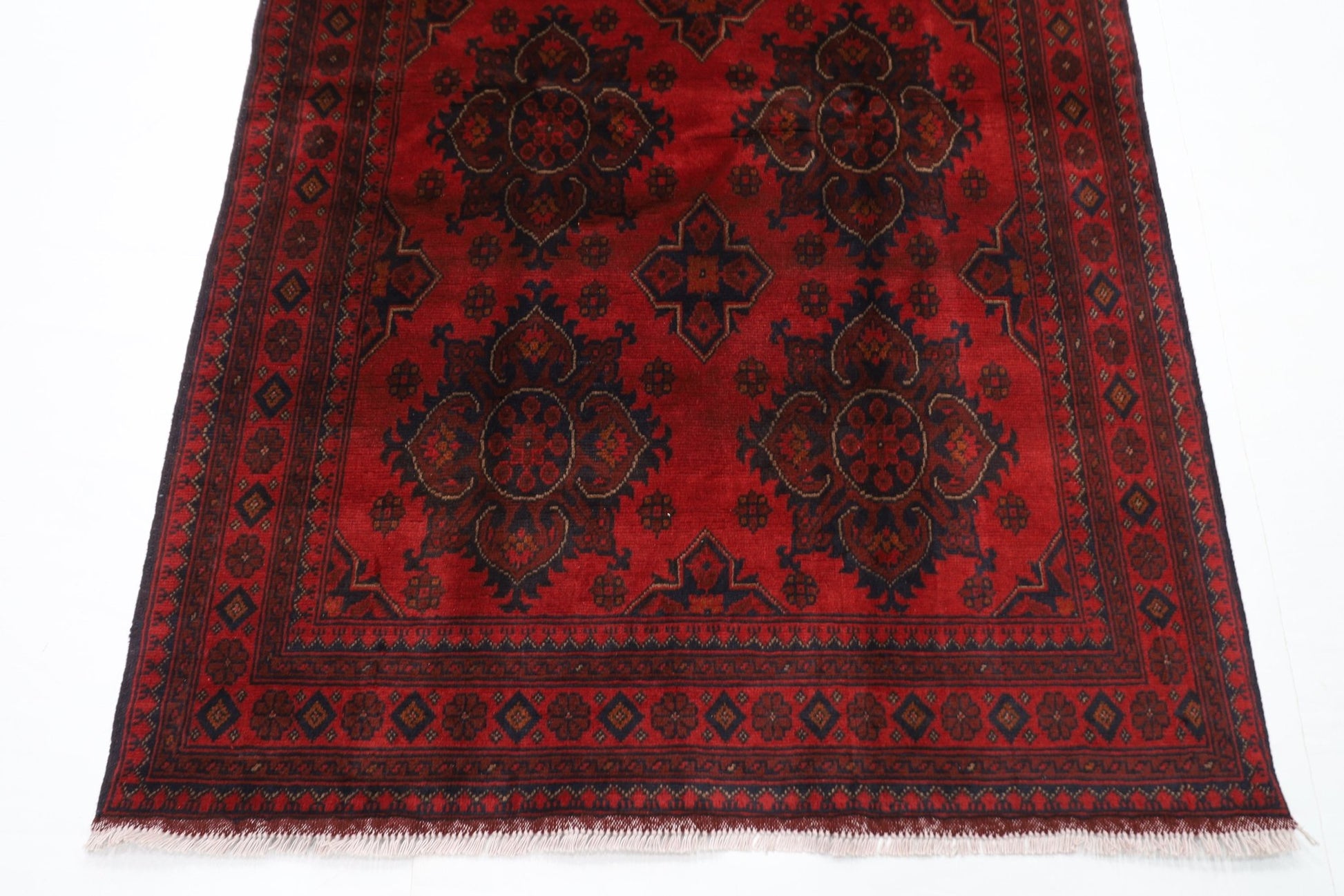 131 x 194 cm | Bokhara Red Oriental Area Rug Afghan Hand Knotted Wool carpet - ART WOOL CARPET