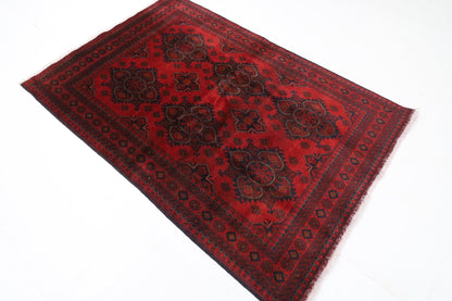 131 x 194 cm | Bokhara Red Oriental Area Rug Afghan Hand Knotted Wool carpet - ART WOOL CARPET