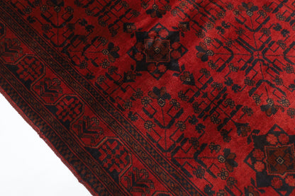131 x 199 cm | Bokhara Red Oriental Area Rug Afghan Hand Knotted Wool carpet - ART WOOL CARPET