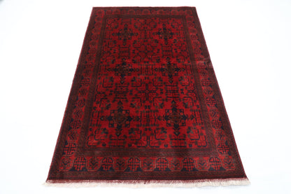 131 x 199 cm | Bokhara Red Oriental Area Rug Afghan Hand Knotted Wool carpet - ART WOOL CARPET