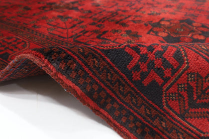 131 x 199 cm | Bokhara Red Oriental Area Rug Afghan Hand Knotted Wool carpet - ART WOOL CARPET