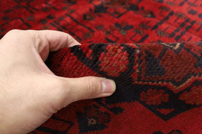 131 x 199 cm | Bokhara Red Oriental Area Rug Afghan Hand Knotted Wool carpet - ART WOOL CARPET