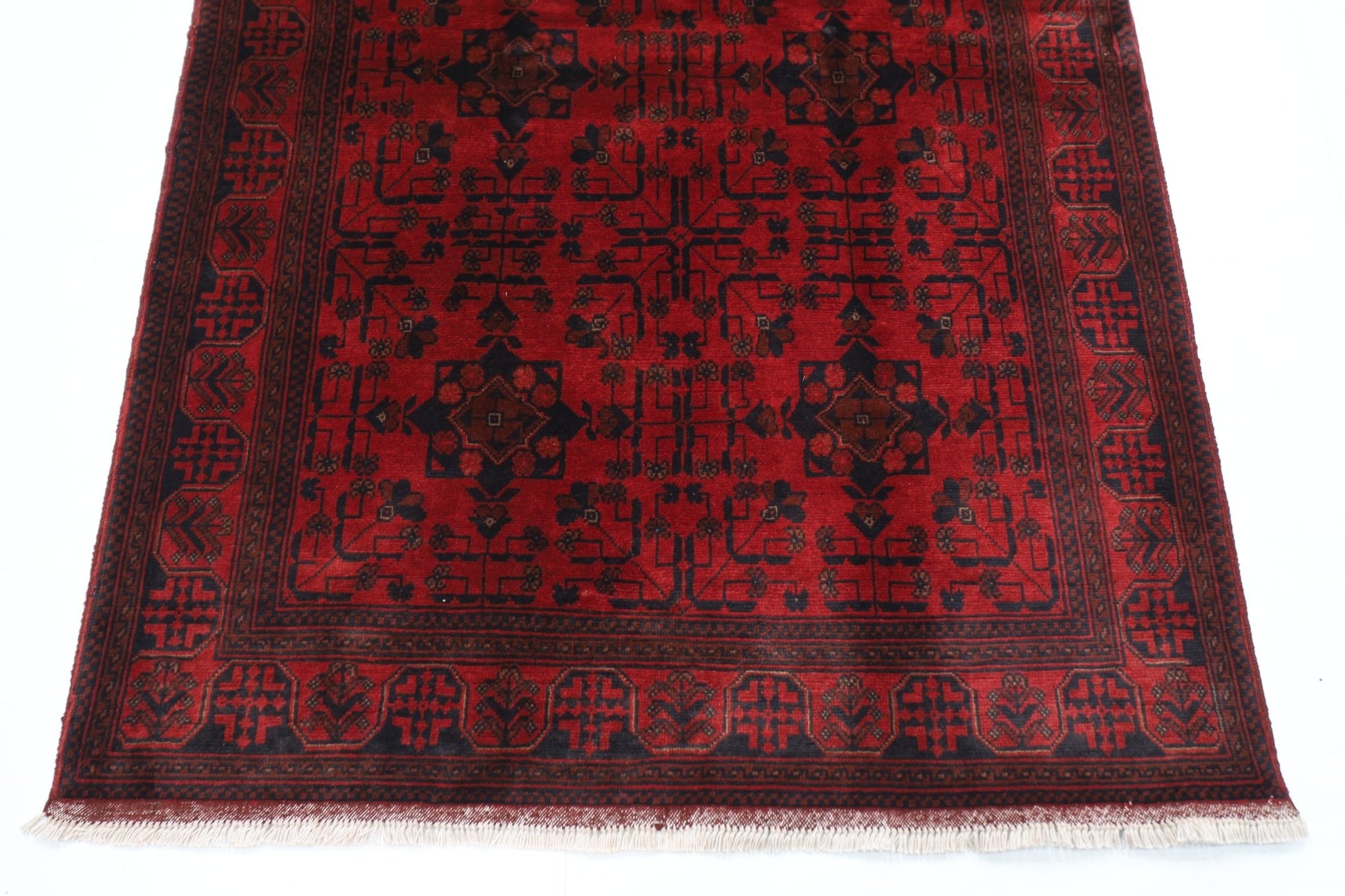 131 x 199 cm | Bokhara Red Oriental Area Rug Afghan Hand Knotted Wool carpet - ART WOOL CARPET