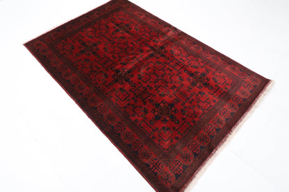 131 x 199 cm | Bokhara Red Oriental Area Rug Afghan Hand Knotted Wool carpet - ART WOOL CARPET