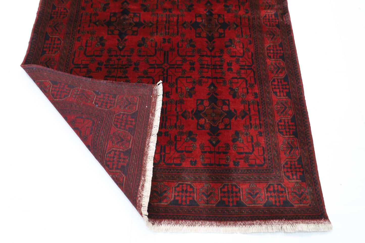 131 x 199 cm | Bokhara Red Oriental Area Rug Afghan Hand Knotted Wool carpet - ART WOOL CARPET