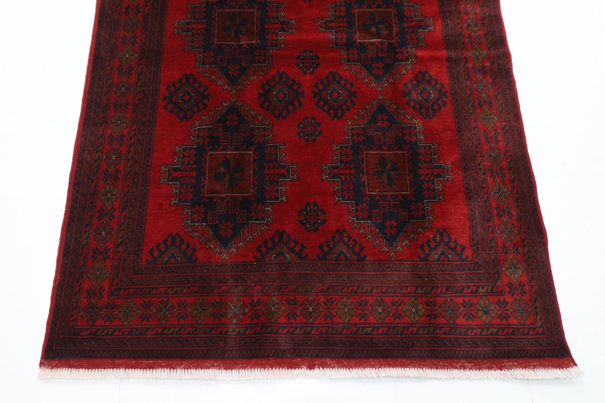 131 x 201 cm | Bokhara Red Oriental Area Rug Afghan Hand Knotted Wool carpet - ART WOOL CARPET