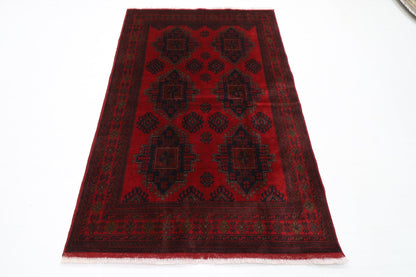 131 x 201 cm | Bokhara Red Oriental Area Rug Afghan Hand Knotted Wool carpet - ART WOOL CARPET