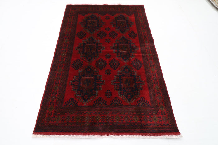 131 x 201 cm | Bokhara Red Oriental Area Rug Afghan Hand Knotted Wool carpet