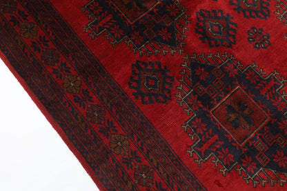 131 x 201 cm | Bokhara Red Oriental Area Rug Afghan Hand Knotted Wool carpet - ART WOOL CARPET