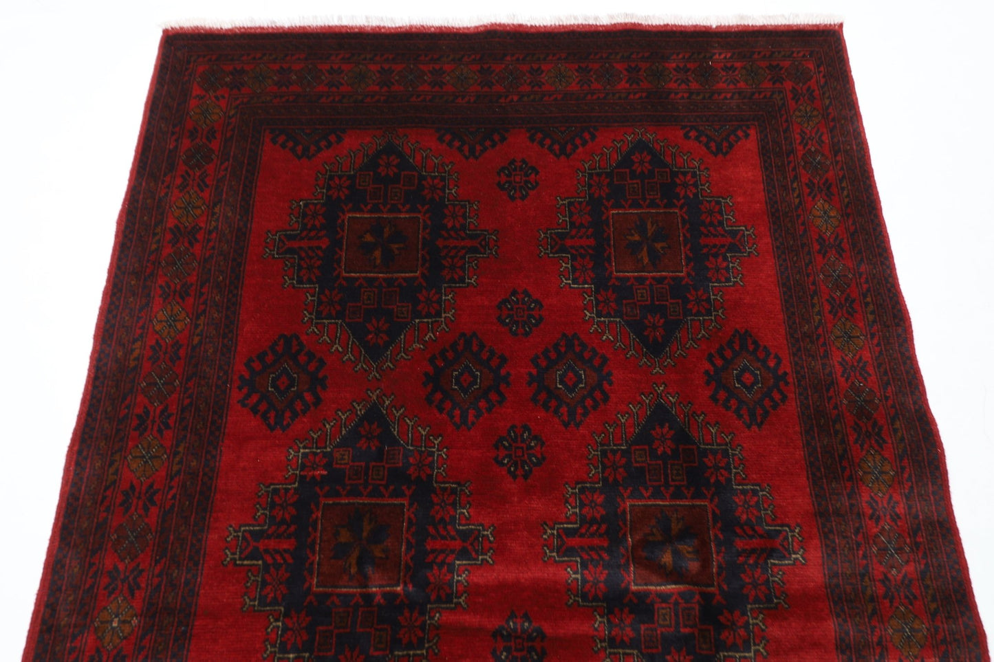 131 x 201 cm | Bokhara Red Oriental Area Rug Afghan Hand Knotted Wool carpet - ART WOOL CARPET