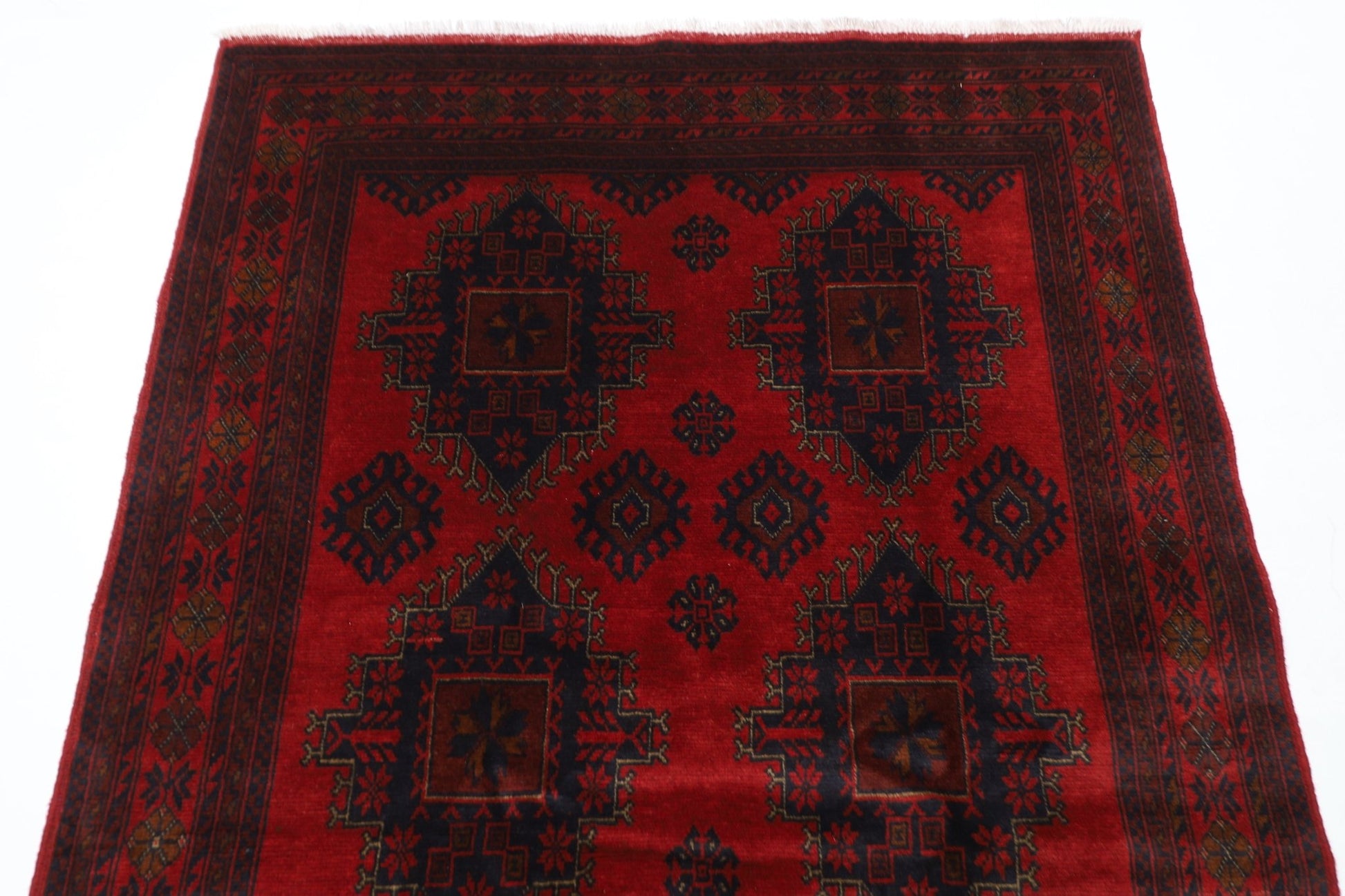 131 x 201 cm | Bokhara Red Oriental Area Rug Afghan Hand Knotted Wool carpet - ART WOOL CARPET
