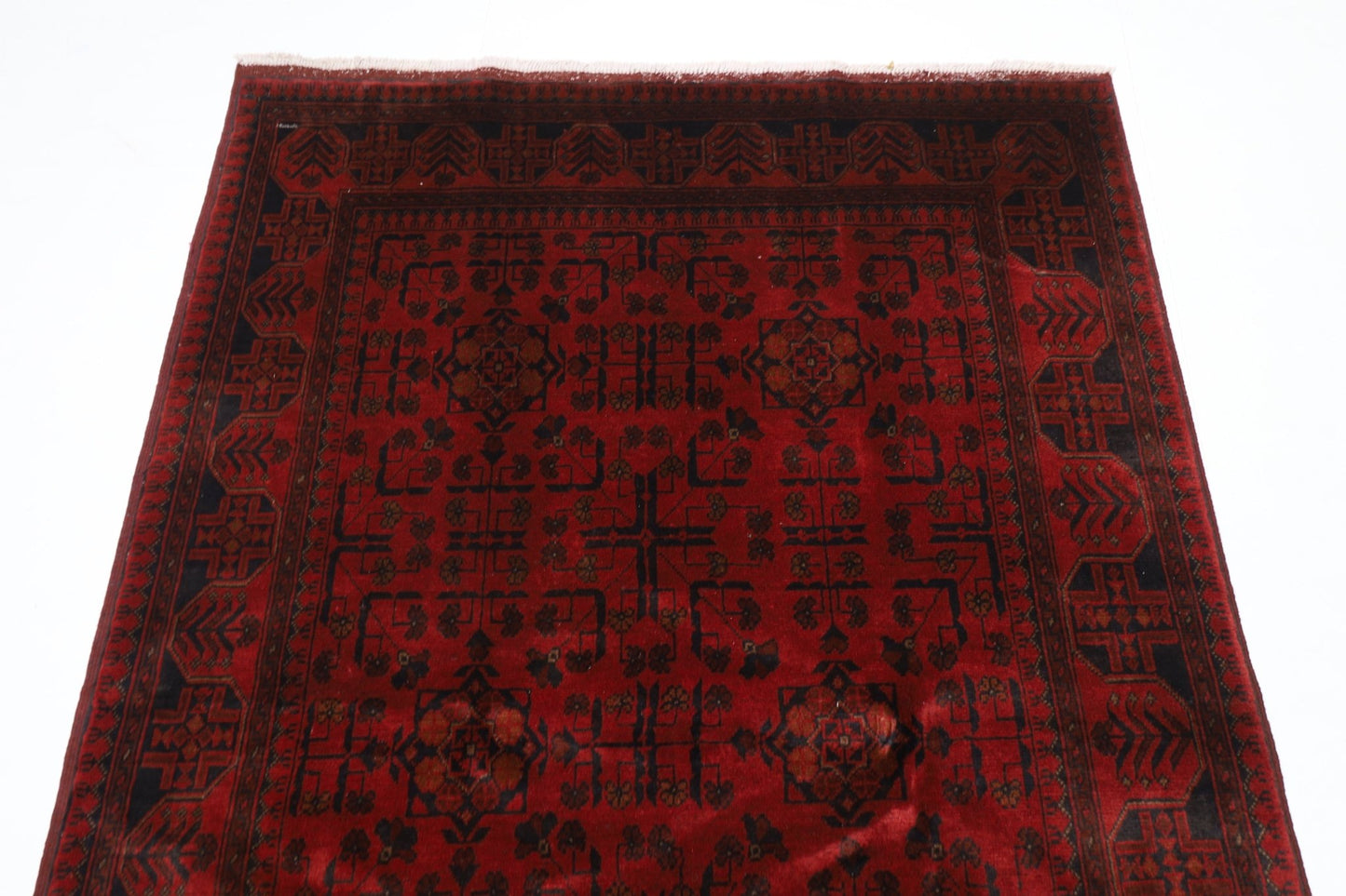 133 x 201 cm | Bokhara Red Oriental Area Rug Afghan Hand Knotted Wool carpet - ART WOOL CARPET