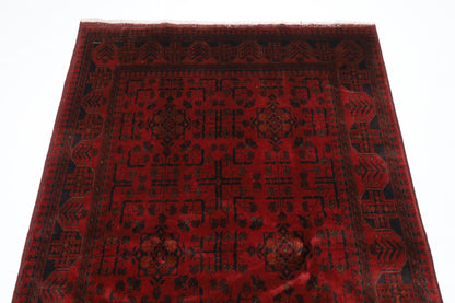 133 x 201 cm | Bokhara Red Oriental Area Rug Afghan Hand Knotted Wool carpet - ART WOOL CARPET