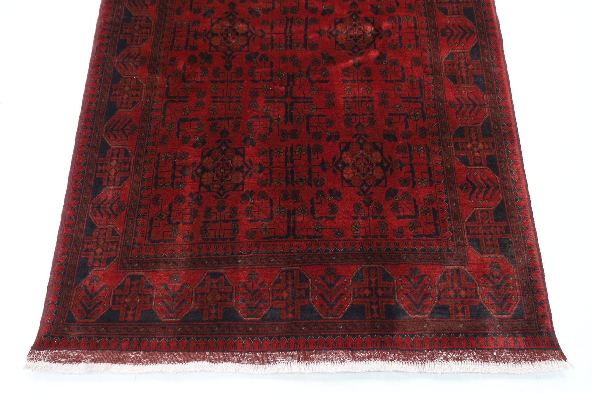 133 x 201 cm | Bokhara Red Oriental Area Rug Afghan Hand Knotted Wool carpet - ART WOOL CARPET
