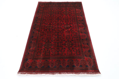 133 x 201 cm | Bokhara Red Oriental Area Rug Afghan Hand Knotted Wool carpet - ART WOOL CARPET