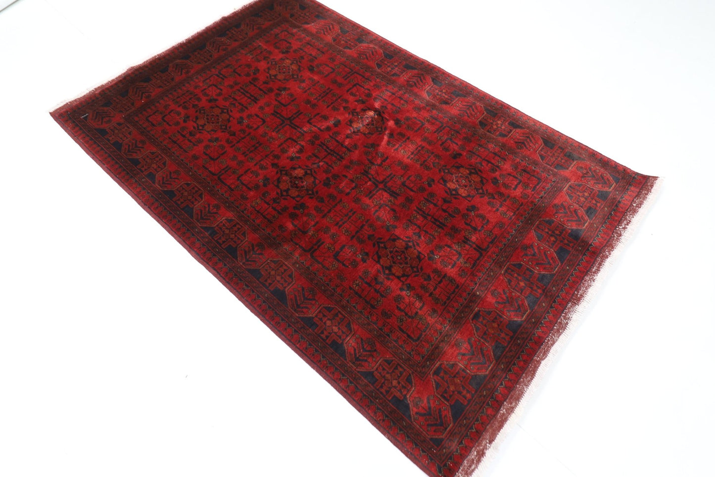 133 x 201 cm | Bokhara Red Oriental Area Rug Afghan Hand Knotted Wool carpet - ART WOOL CARPET