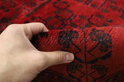 136 x 202 cm | Bokhara Red Oriental Area Rug Afghan Hand Knotted Wool carpet - ART WOOL CARPET