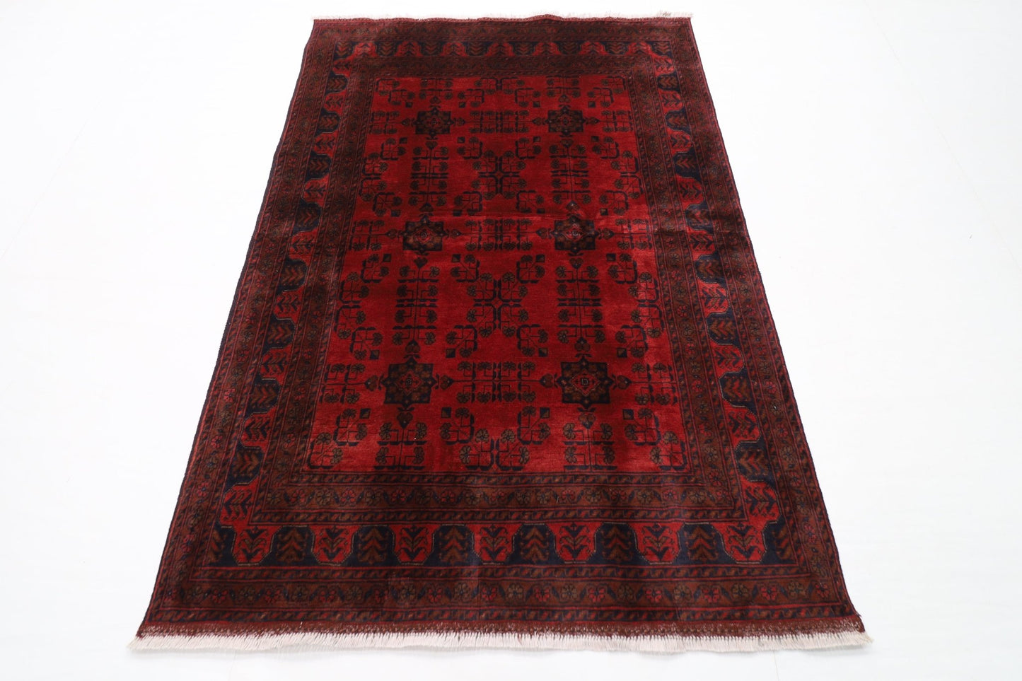 136 x 202 cm | Bokhara Red Oriental Area Rug Afghan Hand Knotted Wool carpet - ART WOOL CARPET