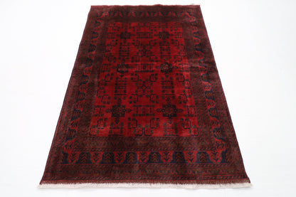 136 x 202 cm | Bokhara Red Oriental Area Rug Afghan Hand Knotted Wool carpet - ART WOOL CARPET