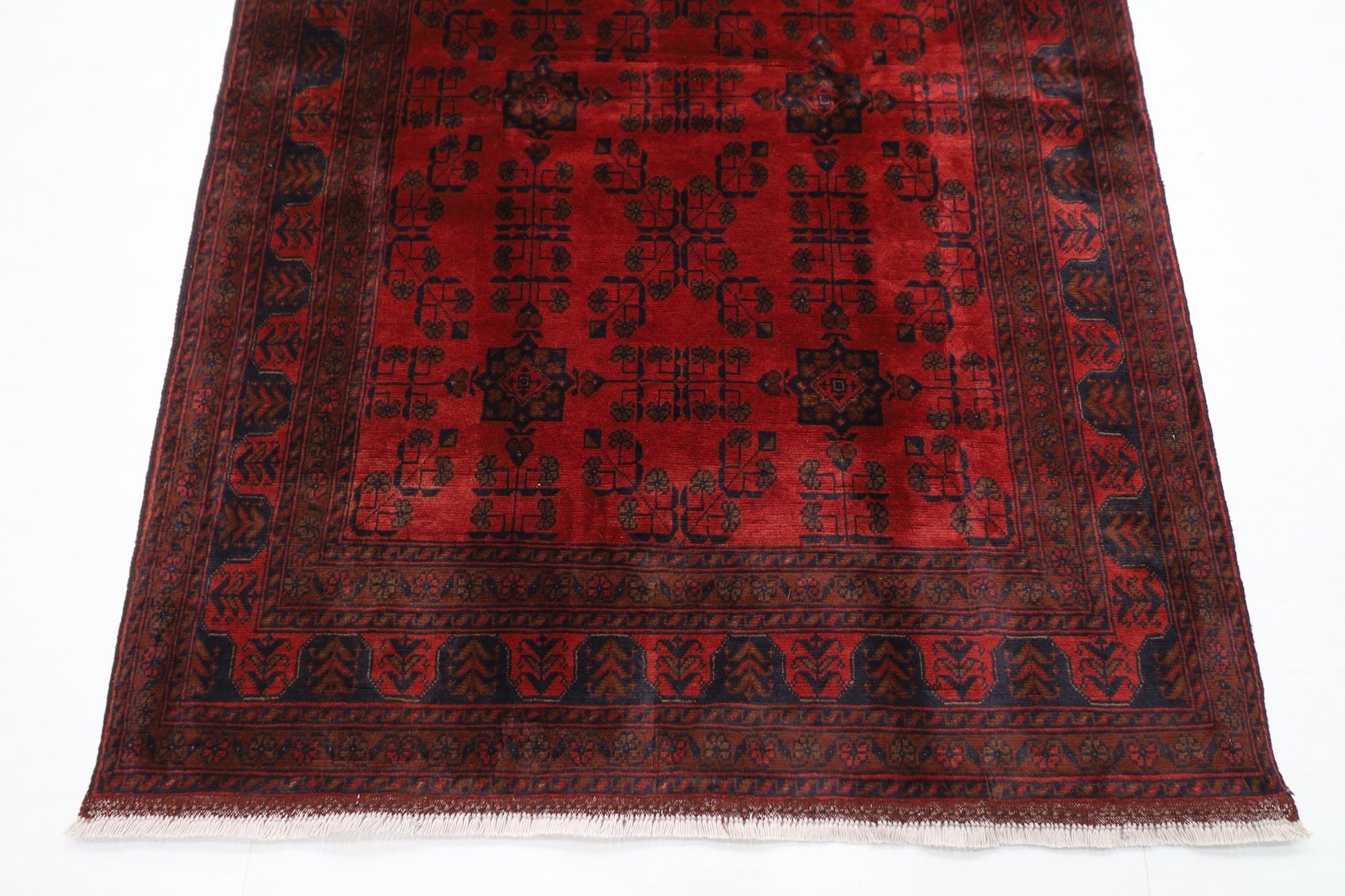 136 x 202 cm | Bokhara Red Oriental Area Rug Afghan Hand Knotted Wool carpet - ART WOOL CARPET