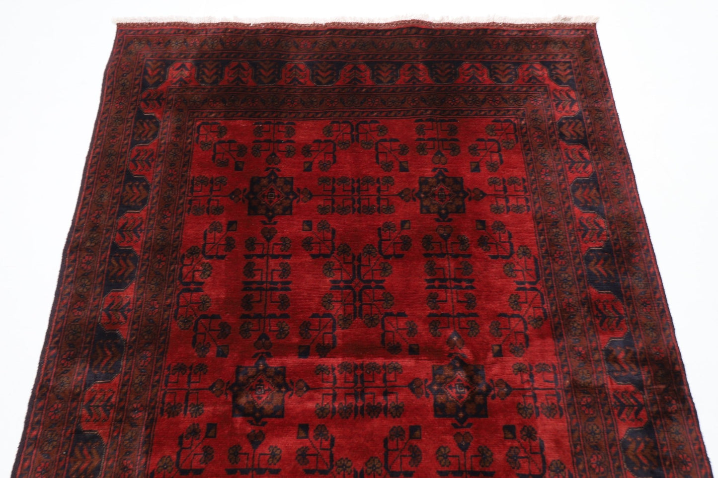136 x 202 cm | Bokhara Red Oriental Area Rug Afghan Hand Knotted Wool carpet - ART WOOL CARPET