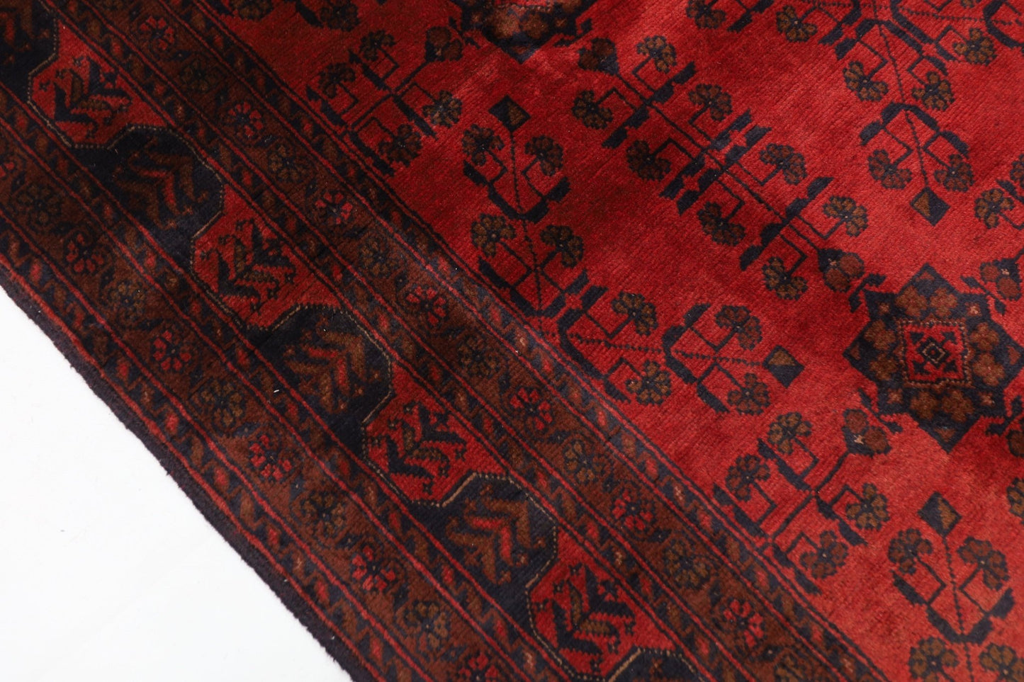 136 x 202 cm | Bokhara Red Oriental Area Rug Afghan Hand Knotted Wool carpet - ART WOOL CARPET