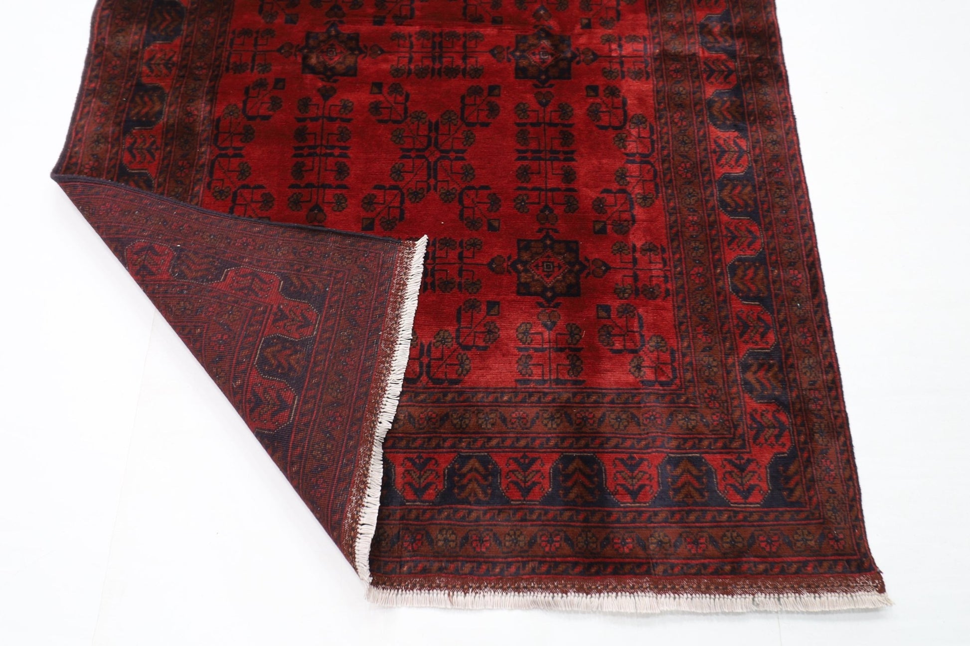 136 x 202 cm | Bokhara Red Oriental Area Rug Afghan Hand Knotted Wool carpet - ART WOOL CARPET
