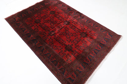 136 x 202 cm | Bokhara Red Oriental Area Rug Afghan Hand Knotted Wool carpet - ART WOOL CARPET