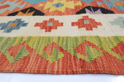 146 x 204 cm | Multicolor Wool Kilim Area Traditional Hand Woven Oriental Carpet - ART WOOL CARPET