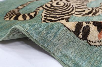 147 x 102 cm | Tiger Oriental Area Rug Afghan Hand Knotted Veg Dye Wool carpet - ART WOOL CARPET