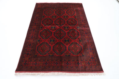 148 x 203 cm | Bokhara Red Oriental Area Rug Afghan Hand Knotted Wool carpet - ART WOOL CARPET